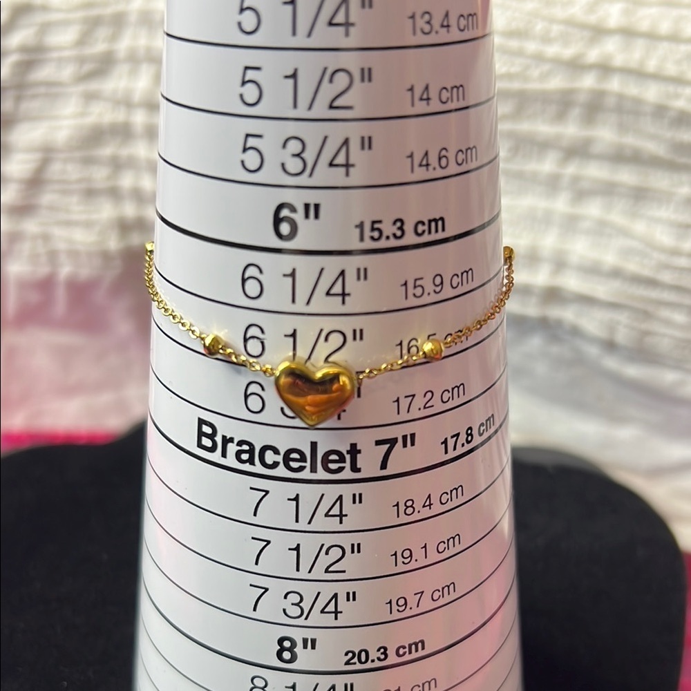 18K Gold Plated SS Dainty Beaded Bracelet with a Heart